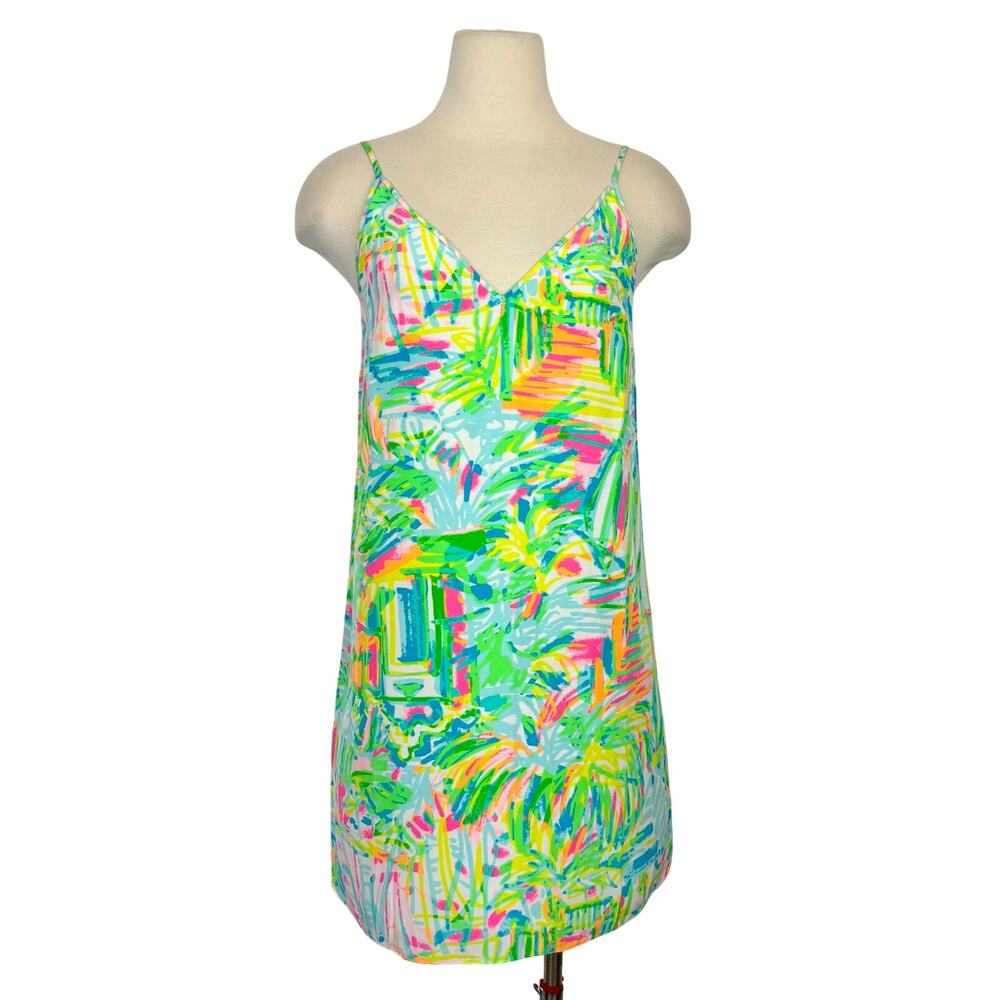 Lilly Pulitzer Lela Silk Mini Slip Dress in Sea Salt and Sun Multi Green M NWT
